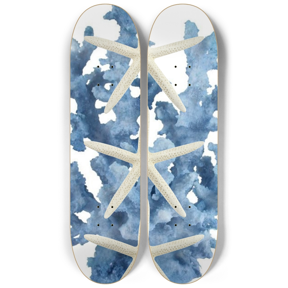 starfish blue skateboard art 2-deck